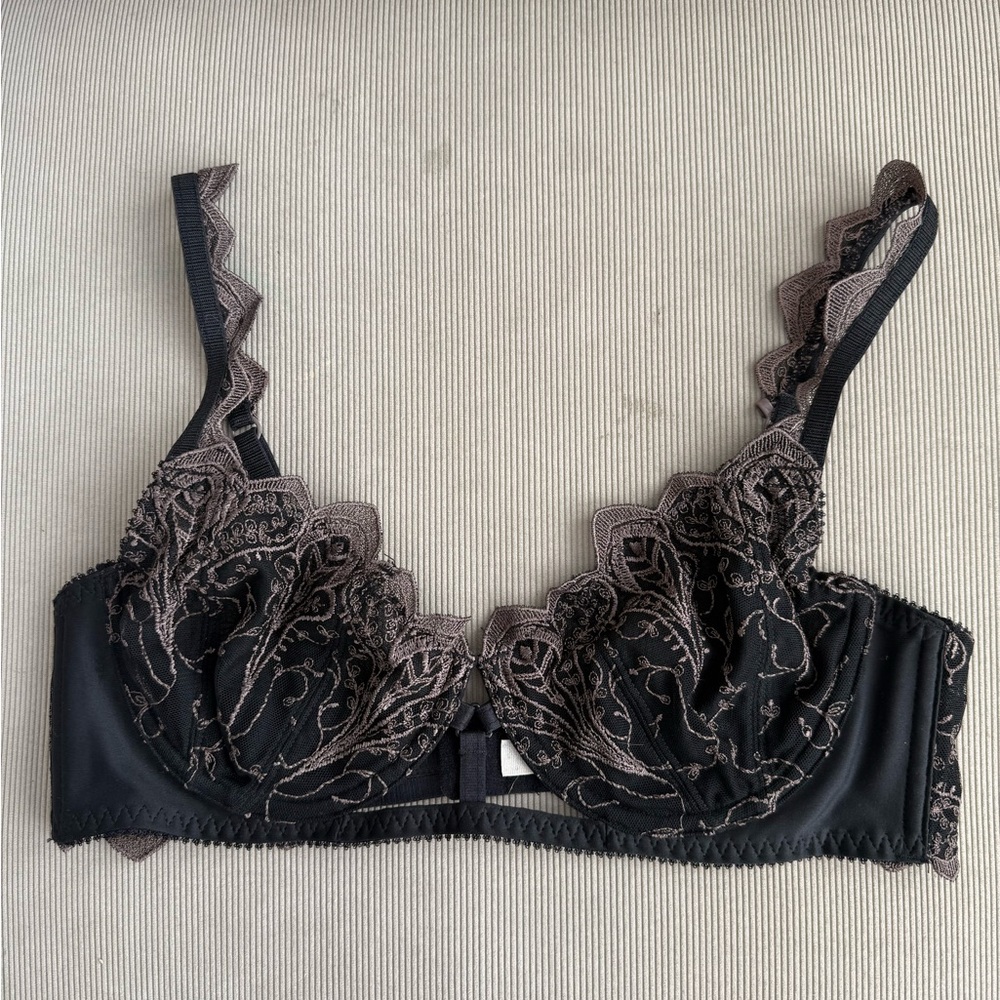 Free People Black and Gray Lace Bra